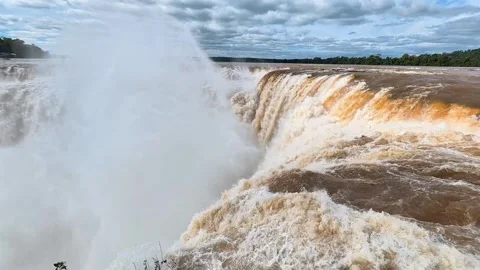 Iguazu Falls Water Surging Through Devil's Throat in Argentina Video stock 342274112