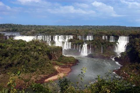 Iguazu River Falls between the countries of Argentina and Brazil Stock Photos