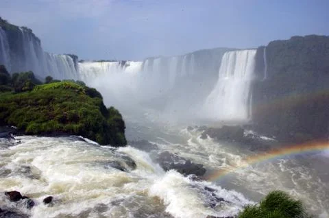 Iguazu River Falls between the countries of Argentina and Brazil Stock Photos