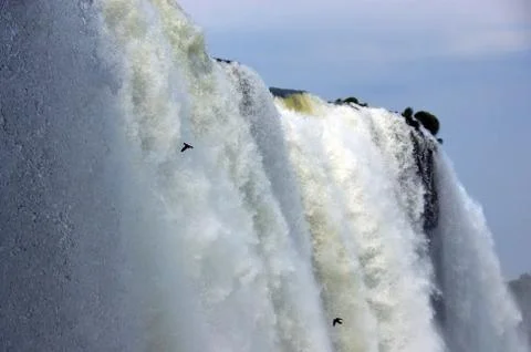 Iguazu River Falls between the countries of Argentina and Brazil Stock Photos