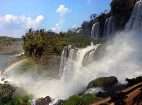 Iguazu River Falls between the countries of Argentina and Brazil Stock Photos