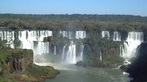 Iguazu Waterfalls On The Border Between Brazil And Argentina Stock Footage 344065703