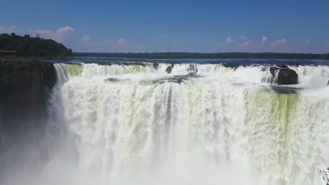 Iguazu Waterfalls, Close Up. Devils Throat of Falls at Argentina Brazil Border Stock Footage 146309381
