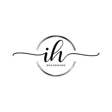 IH Initial handwriting logo with circle template vector Stock Illustration