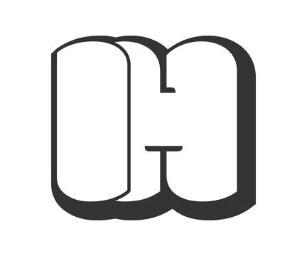 IH logo, bubble comic lettering, rounded in graffiti style black and white .. Stock Illustration