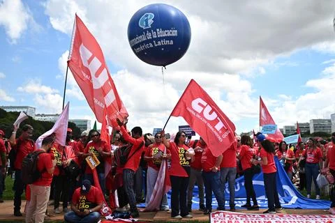 II Working Class March in defense of workers' rights in Brasilia, Brazil - 29 Ap Stock Photos