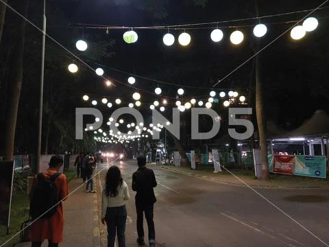 IIT bombay techfest night street view with decorations Stock Photo ...