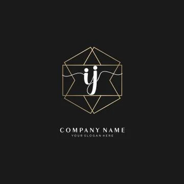IJ Initial handwriting logo geometric template vector Ilustração Stock