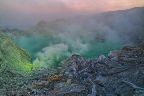 Ijen Crater, Banyuwangi, East Java, Indonesia Stock Photos