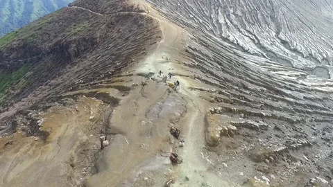 Ijen Crater Drone Shot Stock Footage