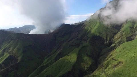 Ijen Mountain Drone Shot Stock Footage