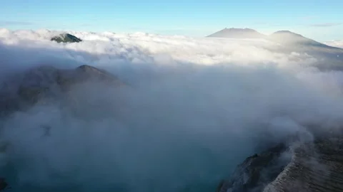 Ijen volcano, aerial view. Java, Indonesia Stock Footage 222470915