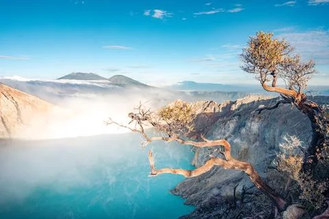 Ijen volcano, aerial view. Java, Indonesia Stock-Fotos