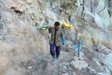 Ijen Volcano, Banyuwangi Regency, Java, Indonesia, 2 June 2021. Indonesian Stock Photos