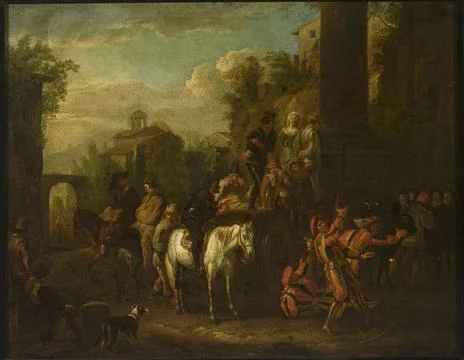 ï»¿Jugglers passing Carnival. Miel, Jan (1599-1663/1664), painter Copyrigh Stock Photos