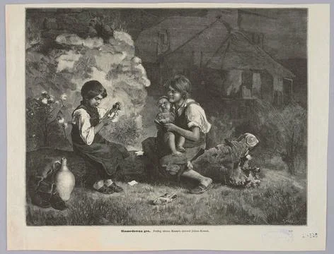 ï»¿Juliusz Kossak (1824-1899), A dangerous game; excerpt from a magazine.  Stock Photos