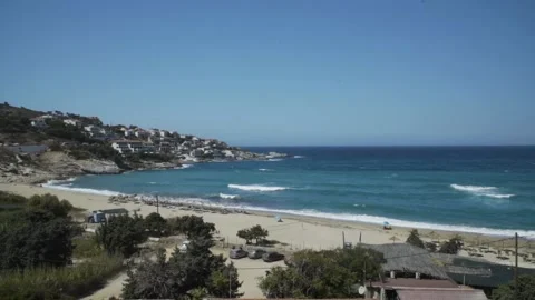 Ikaria beach with surf waves Video stock 144923544
