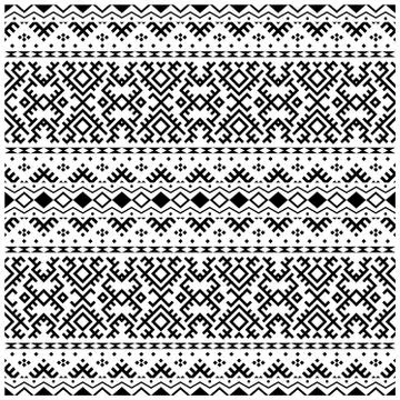 Ikat Aztec ethnic design. Native seamless pattern illustration vector in blac Stock Illustration