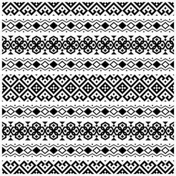 Ikat Aztec ethnic design. Native seamless pattern illustration vector in blac Stock Illustration