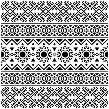 Ikat Aztec ethnic seamless pattern design in black and white color. Ethnic Il Stock Illustration