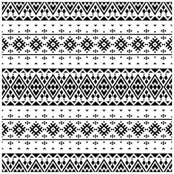 Ikat Aztec ethnic seamless pattern design in black and white color. Ethnic Il Stock Illustration