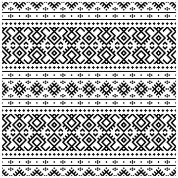 Ikat Aztec ethnic seamless pattern design in black and white color. Ethnic Il Stock Illustration