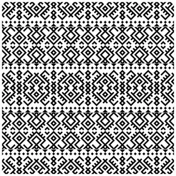 Ikat Aztec ethnic seamless pattern design in black and white color. Ethnic Il Illustrazione stock
