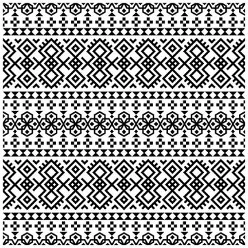Ikat Aztec ethnic seamless pattern design in black and white color. Ethnic Il Stock Illustration
