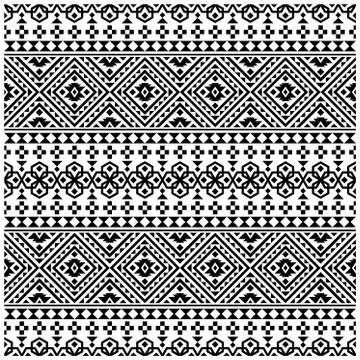 Ikat Aztec ethnic seamless pattern design in black and white color. Ethnic Il Stock Illustration