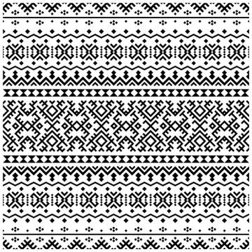Ikat Aztec ethnic seamless pattern design in black and white color. Ethnic Il Stock Illustration