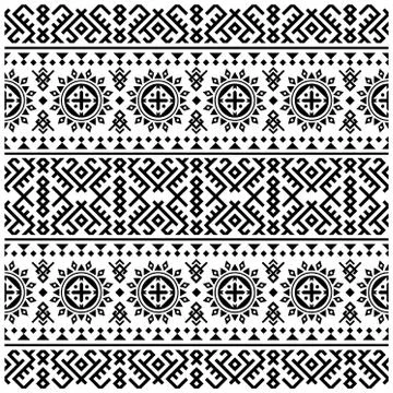 Ikat Aztec ethnic seamless pattern design in black and white color. Ethnic Il Illustrazione stock