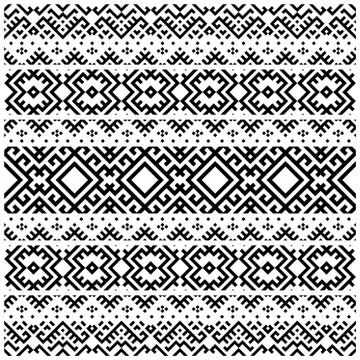 Ikat Aztec ethnic seamless pattern design in black and white color. Ethnic Il Stock Illustration