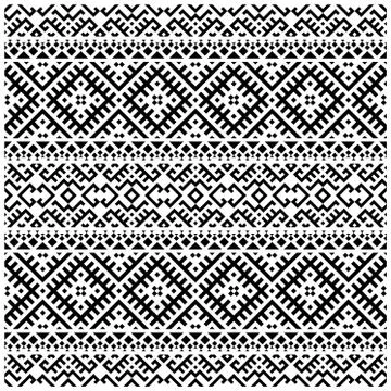 Ikat Aztec ethnic seamless pattern design in black and white color. Ethnic Il Stock Illustration