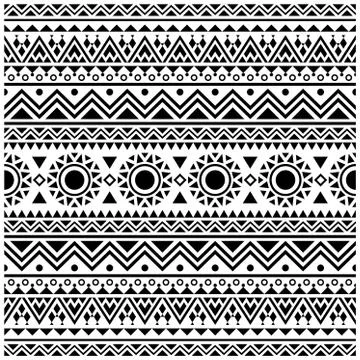 Ikat Aztec ethnic seamless pattern design in black and white color. Ethnic Il Stock Illustration
