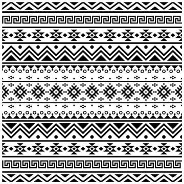 Ikat Aztec ethnic seamless pattern design in black and white color. Ethnic Il Stock Illustration