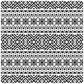Ikat Aztec ethnic seamless pattern design in black and white color. Ethnic Il Stock Illustration