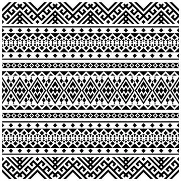 Ikat Aztec ethnic seamless pattern design in black and white color. Ethnic Il Stock Illustration