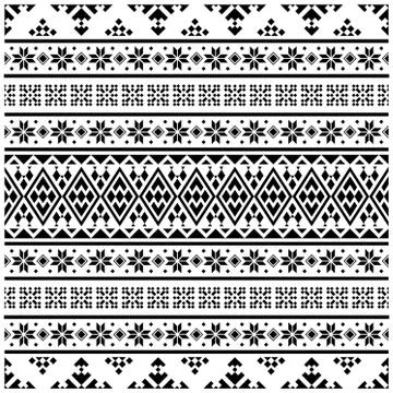 Ikat Aztec ethnic seamless pattern design in black and white color. Ethnic Il Stock Illustration