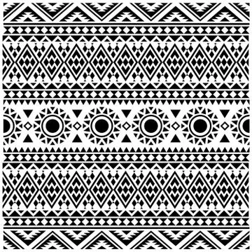 Ikat Aztec ethnic seamless pattern design in black and white color. Ethnic Il Illustrazione stock