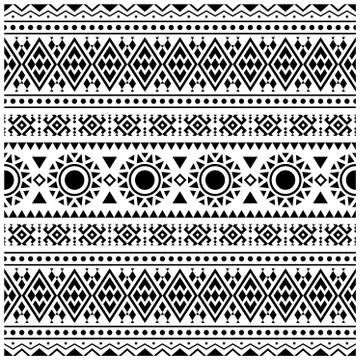 Ikat Aztec ethnic seamless pattern design in black and white color. Ethnic Il Stock Illustration