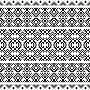 Ikat Aztec ethnic seamless pattern design in black and white color. Ethnic Il Stock Illustration
