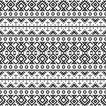 Ikat Aztec ethnic seamless pattern design in black and white color. Ethnic Il Stock Illustration