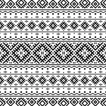 Ikat Aztec ethnic seamless pattern design in black and white color. Ethnic Il Stock Illustration