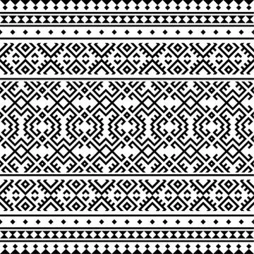 Ikat Aztec ethnic seamless pattern design in black and white color. Ethnic Il Stock Illustration