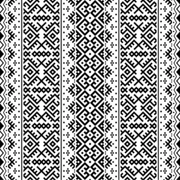 Ikat Aztec ethnic seamless pattern design in black and white color. Ethnic Il Stock Illustration