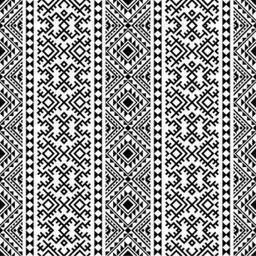 Ikat Aztec ethnic seamless pattern design in black and white color. Ethnic Il Illustrazione stock