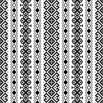 Ikat Aztec ethnic seamless pattern design in black and white color. Ethnic Il Stock Illustration