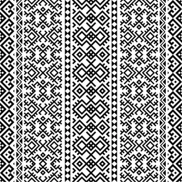 Ikat Aztec ethnic seamless pattern design in black and white color. Ethnic Il Illustrazione stock