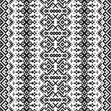 Ikat Aztec ethnic seamless pattern design in black and white color. Ethnic Il Stock Illustration