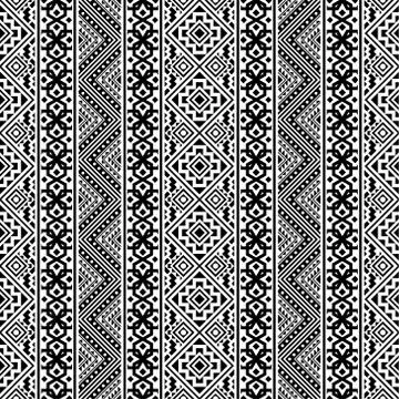 Ikat Aztec ethnic seamless pattern design in black and white color. Ethnic Il Stock Illustration